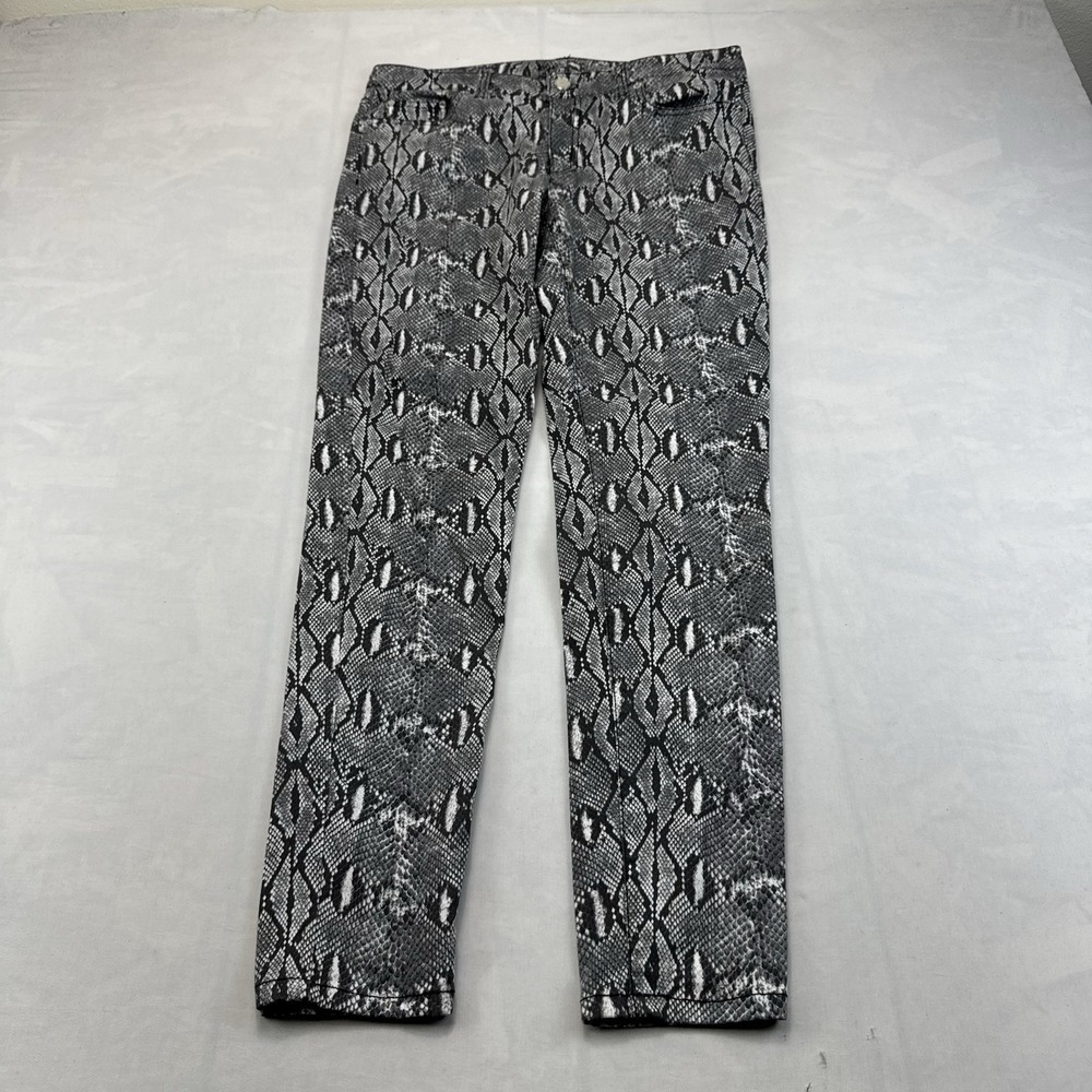 Calvin Klein Womens Pants Size 8 Black Gray Snakeskin Print Straight Leg Animal